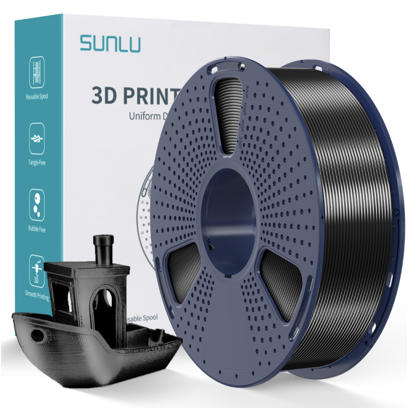 Filament SUNLU 1.75 mm SILK PLA+ Plus Black czarny 1kg