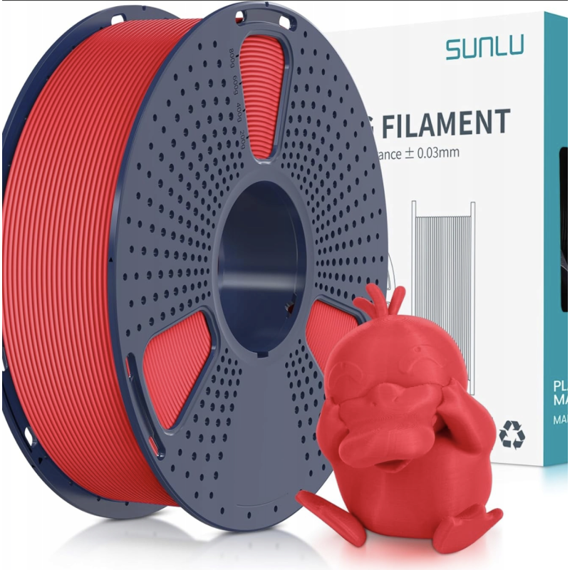 Filament do drukarek 3D Sunlu PLA META Cherry Red Wiśniowy Czerwony 1kg 1,75mm